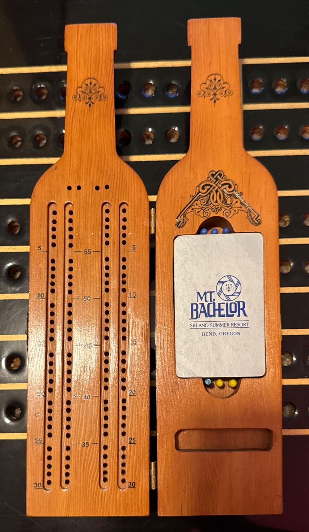 Artist Made Wine Bottle Cribbage Board  (Two Twice Around) board game collectible - Main Image 2