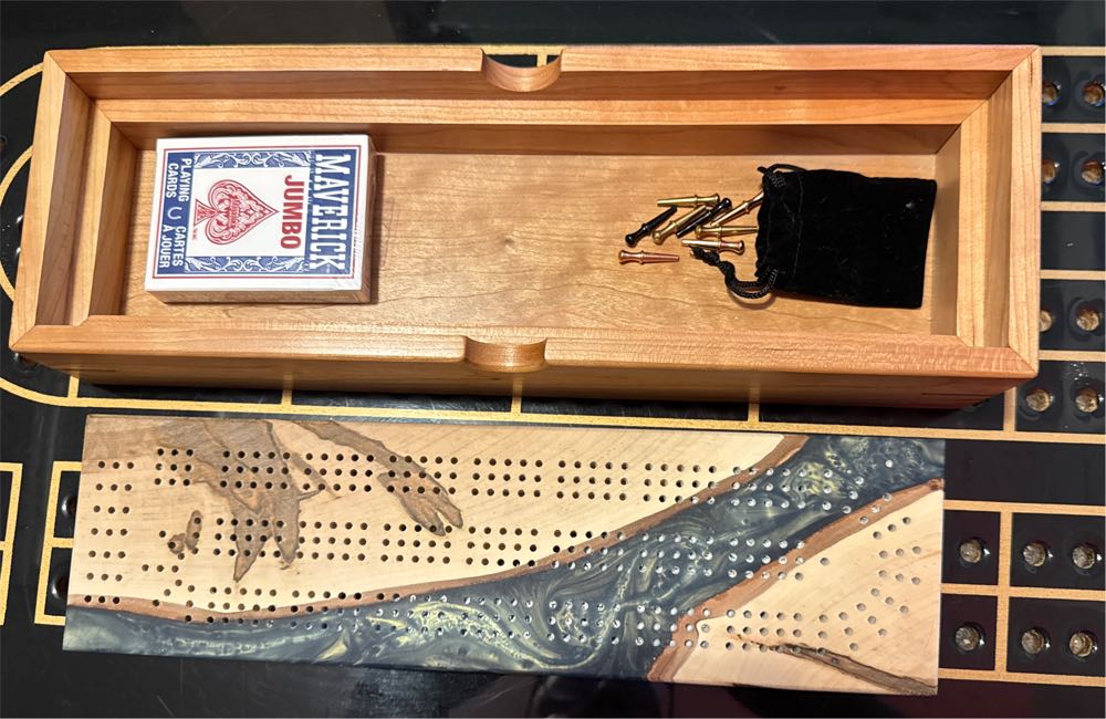 Caught Looking Woodworks Resin And Wood Cribbage Board  (Three Once Around) board game collectible - Main Image 2