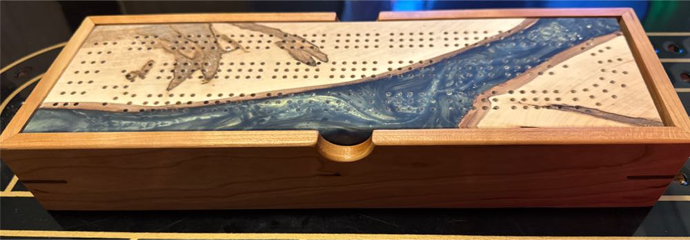 Caught Looking Woodworks Resin And Wood Cribbage Board  (Three Once Around) board game collectible - Main Image 4