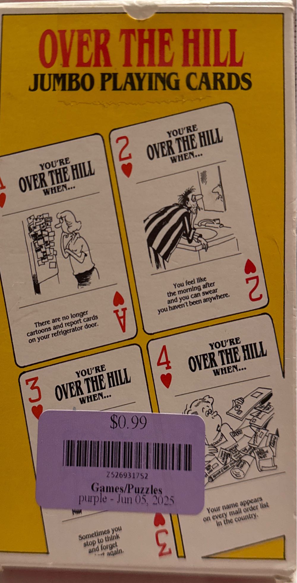 Over The Hill Jumbo Playing Cards  board game collectible - Main Image 2