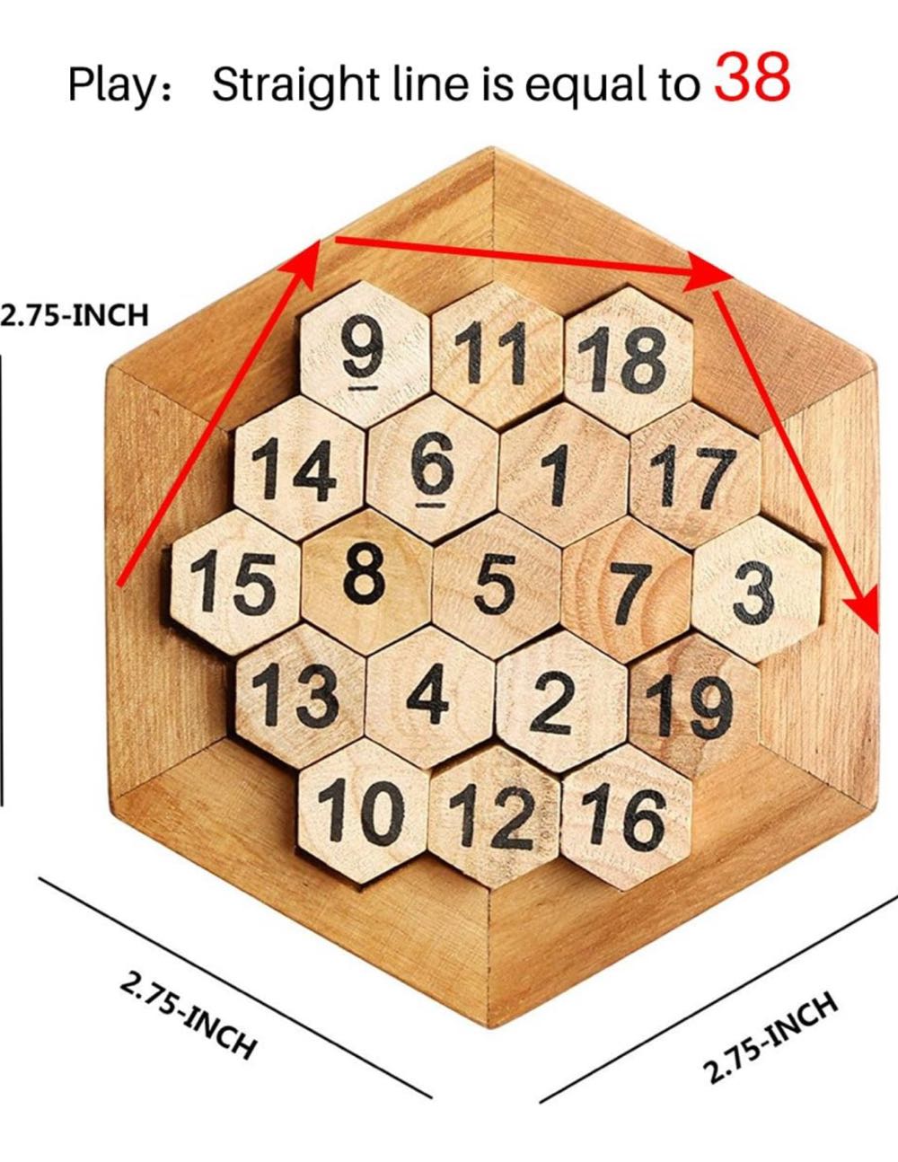 Wooden Hexagon Brain Teaser  board game collectible - Main Image 2