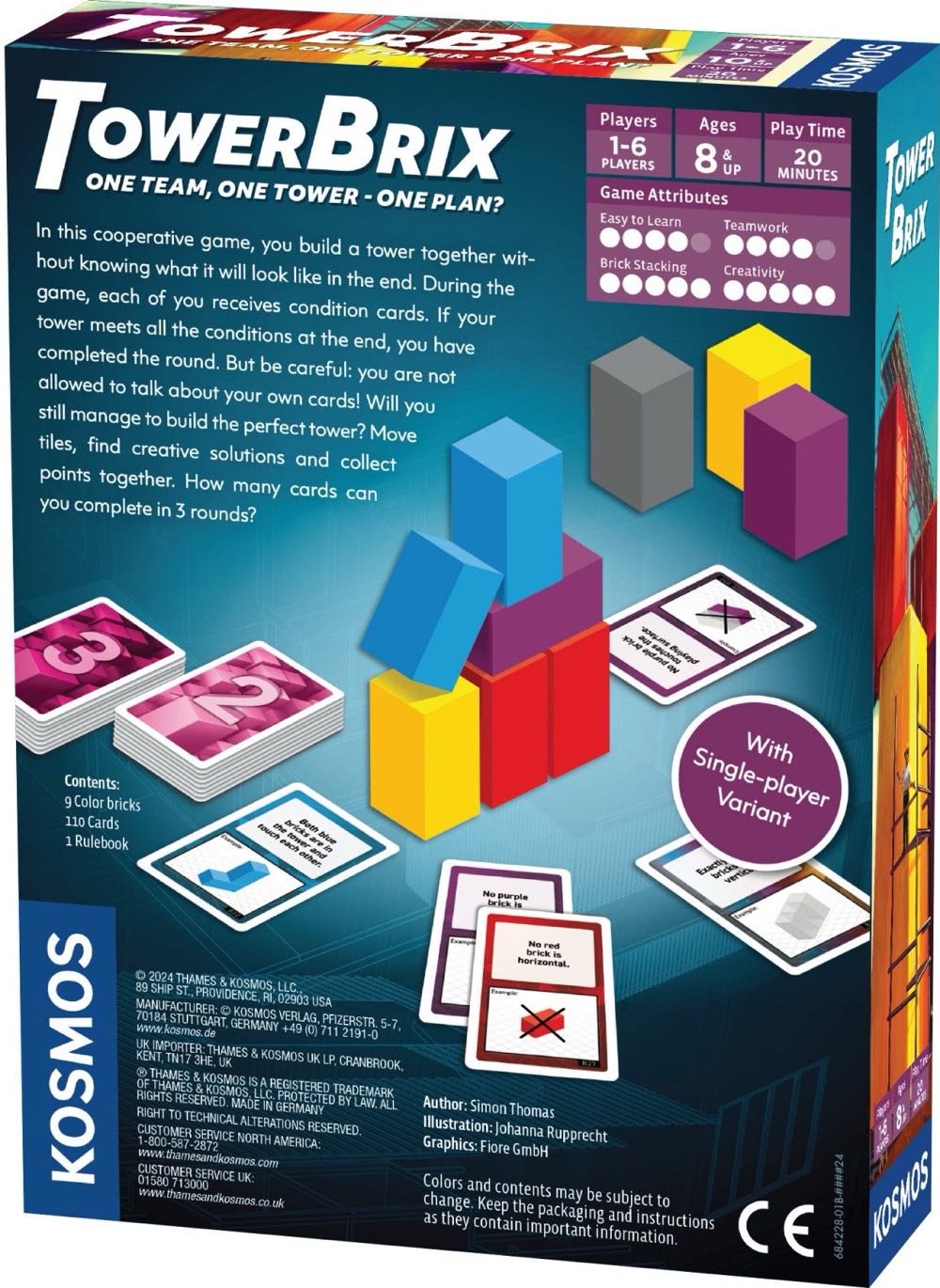 Towerbrix Cooperative Building Game | Quick Family Game | Hidden Objective | Ages 10 & Up | Kosmos  (1-6) board game collectible [Barcode 810172680128] - Main Image 2