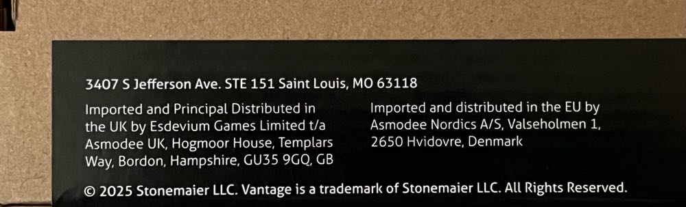 Vantage: Cardboard Player Mat Pack  board game collectible [Barcode 850064100150] - Main Image 2