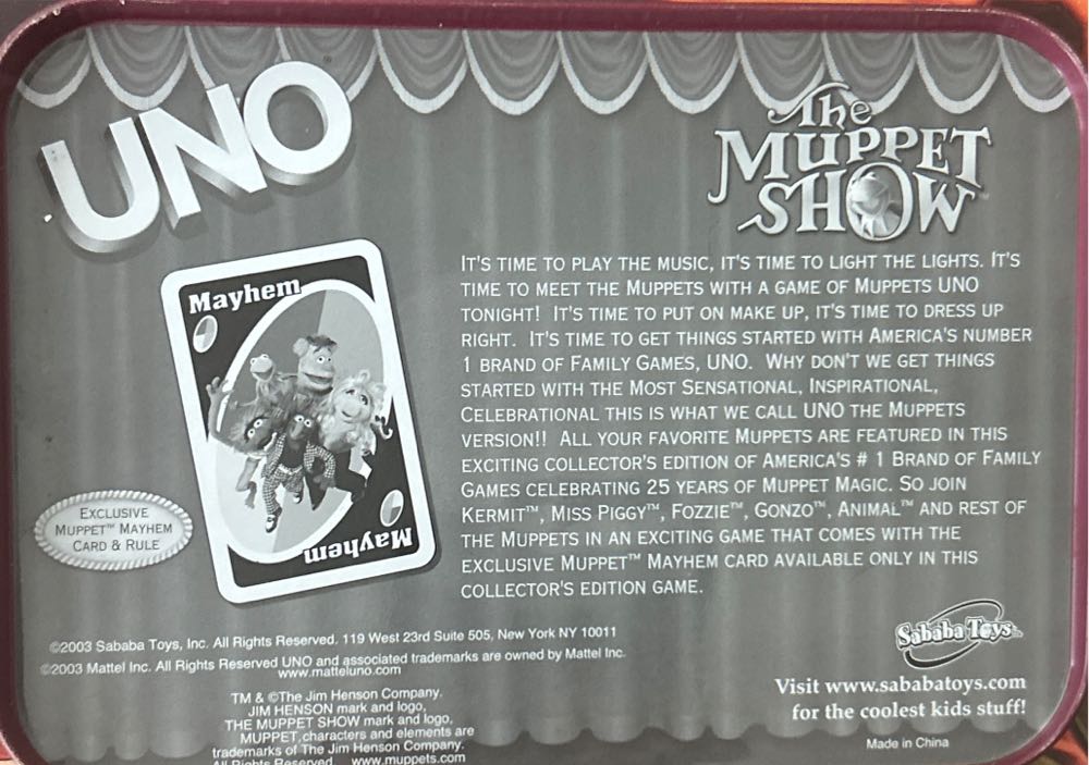 Uno: The Muppet Show  board game collectible - Main Image 2