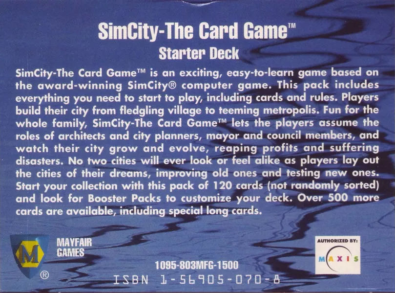 Sim City: The Card Game - Chicago Starter Deck 803  (1-20) board game collectible [Barcode 029877008032] - Main Image 2