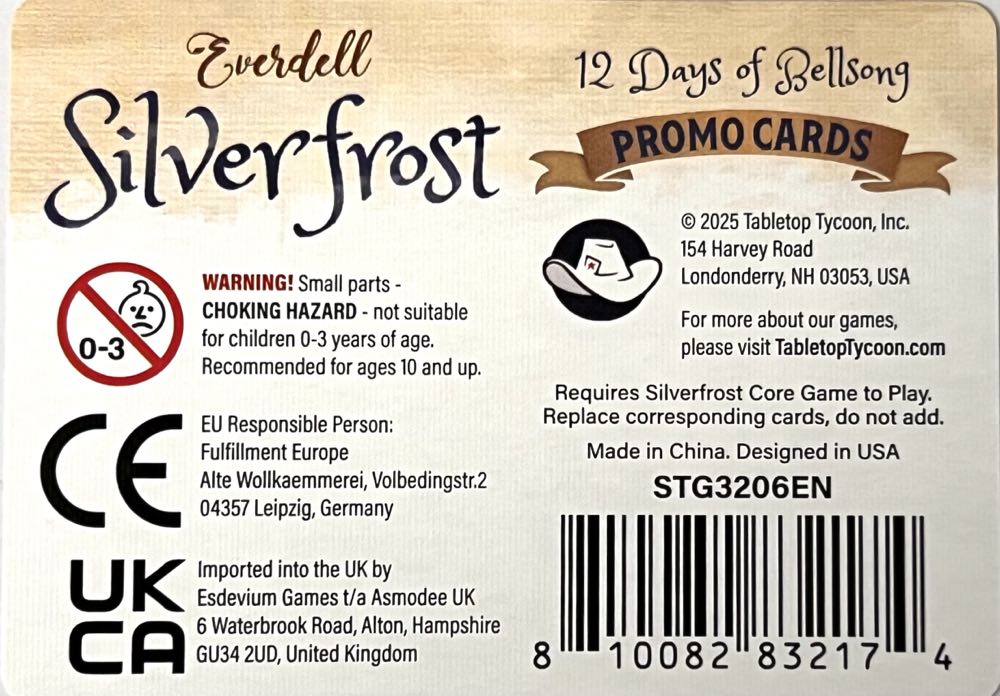 Everdell Silverfrost: 12 Days of Bellsong Promos  board game collectible [Barcode 810082832174] - Main Image 2