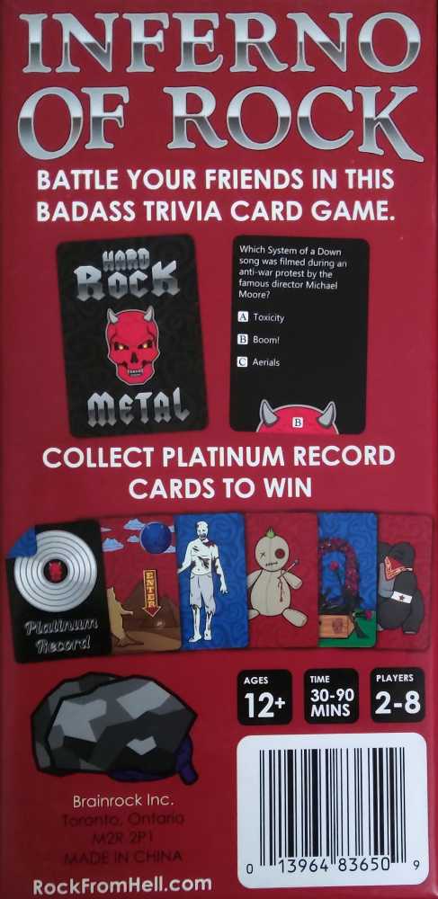 Inferno Of Rock: Hard Rock Game From Hell, The  (2-8) board game collectible [Barcode 013964836509] - Main Image 2
