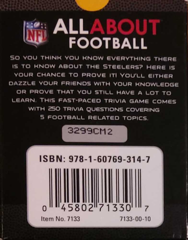 All About Football: Steelers Trivia Game   (2+) board game collectible [Barcode 045802713307] - Main Image 2