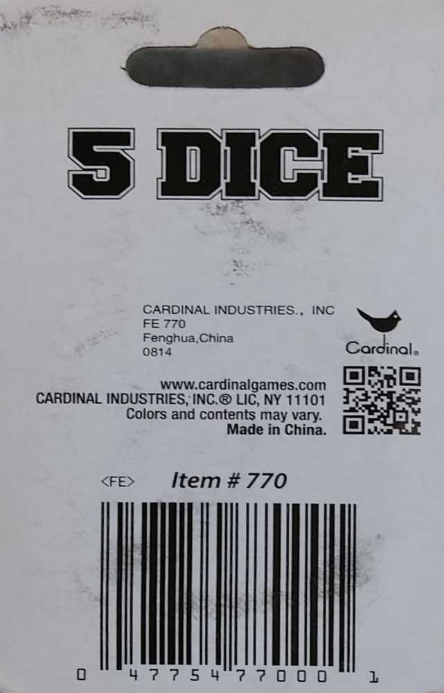 5 Dice Pack  (1+) board game collectible [Barcode 047754770001] - Main Image 2