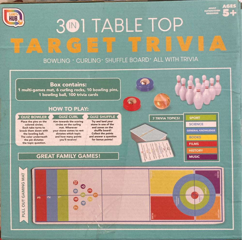 3 In 1 Tabletop Target Trivia Bowling Curling Shuffle  (2) board game collectible [Barcode 840287907438] - Main Image 2