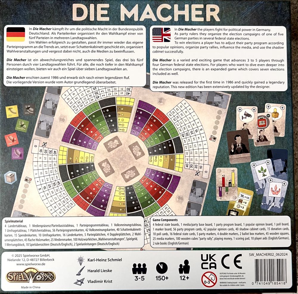 Die Macher (2025 Edition)  (3 4 5) board game collectible [Barcode 741049185418] - Main Image 2