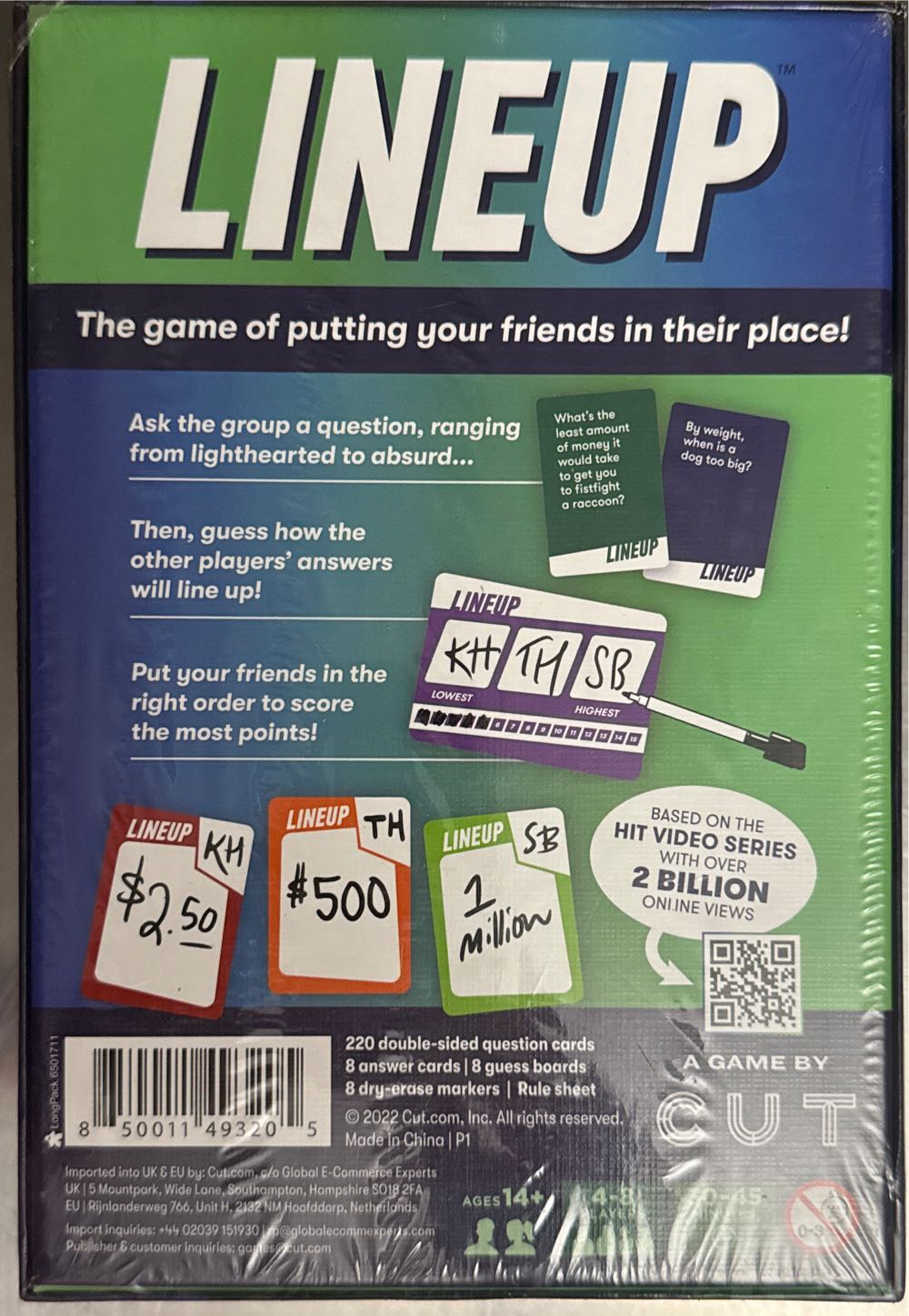 Cut Lineup The Cut S Complete Card Brand New Factory Sealed Lineup 4 8 Players For To Ages 14 Years And Up  (4-8) board game collectible [Barcode 850011493205] - Main Image 2