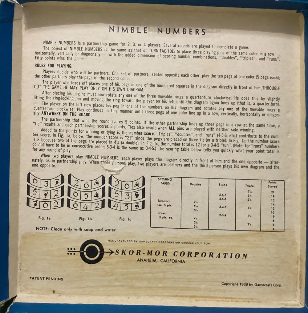 Nimble Numbers  (2) board game collectible - Main Image 2