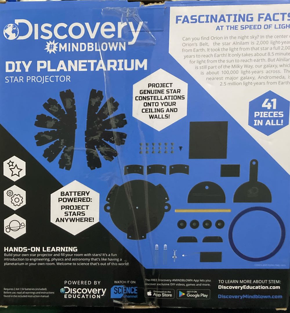 Discovery Kids #mindblown Solar Planetarium Kit Diy Astronomy Set For Kids Build Your Own Planetarium Learn Constellations Bedroom Night Light With Stars Educational Stem Science Set Age 8  (1) board game collectible [Barcode 843479103281] - Main Image 3