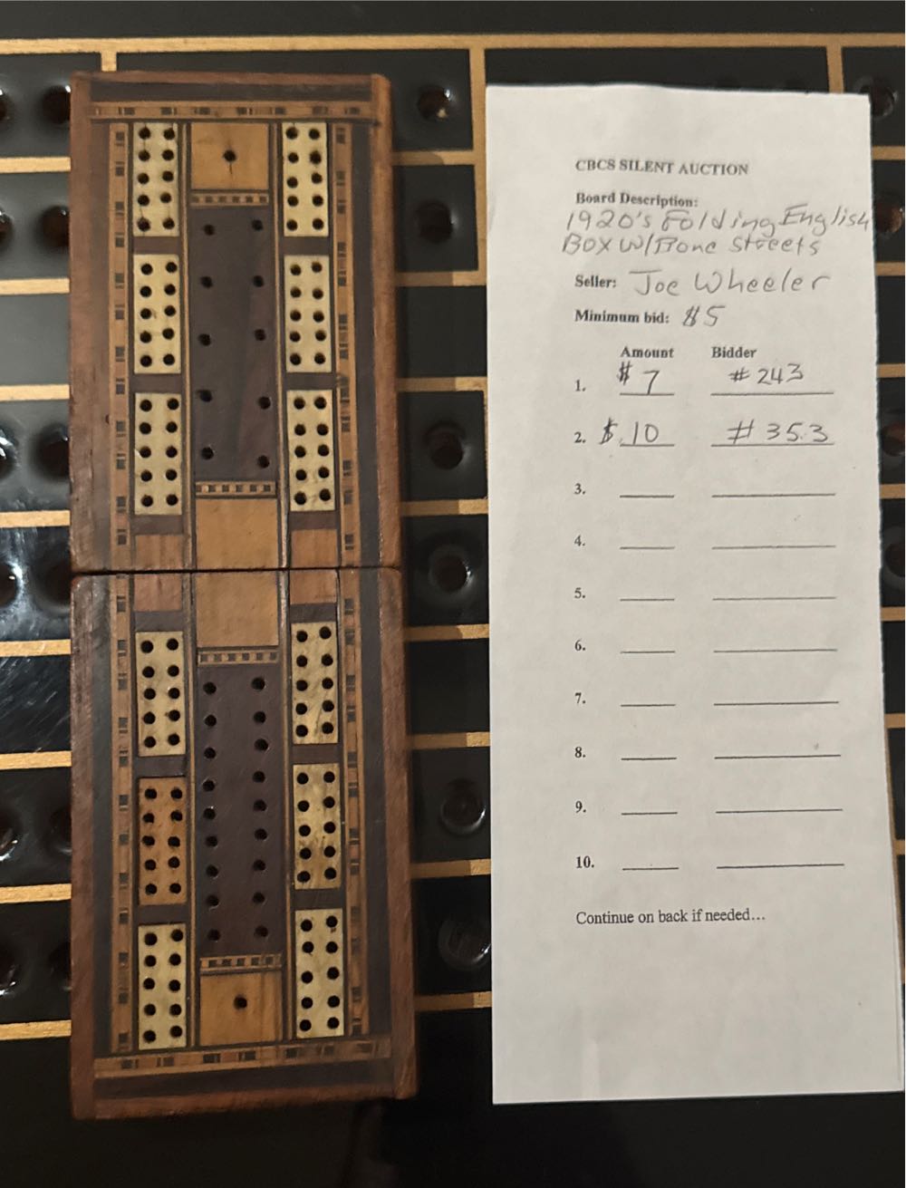 English Box Cribbage Board  (2 Twice Around) board game collectible - Main Image 4
