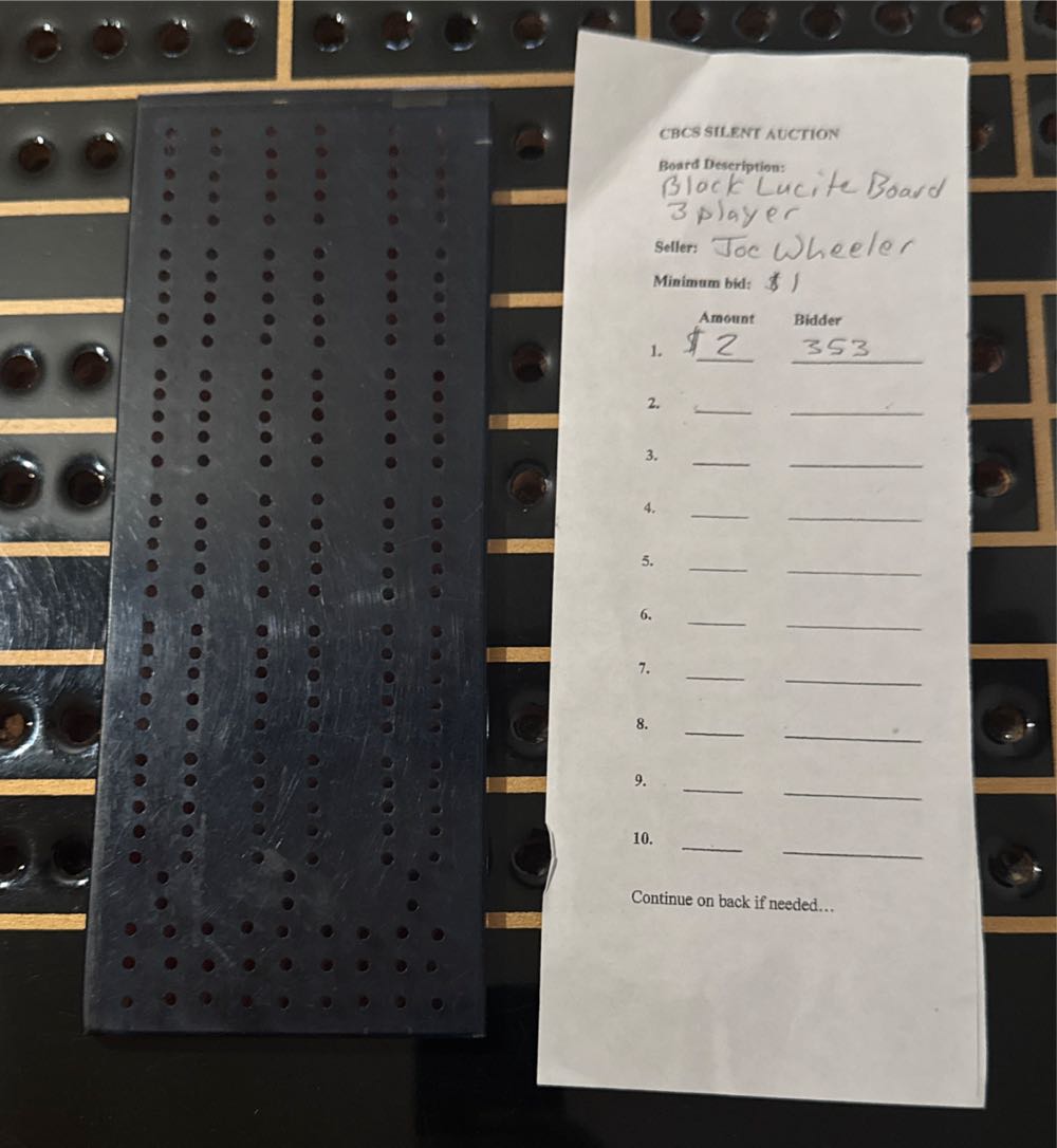 Lucite 3 Player Cribbage Board  (3 Twice Around) board game collectible - Main Image 2