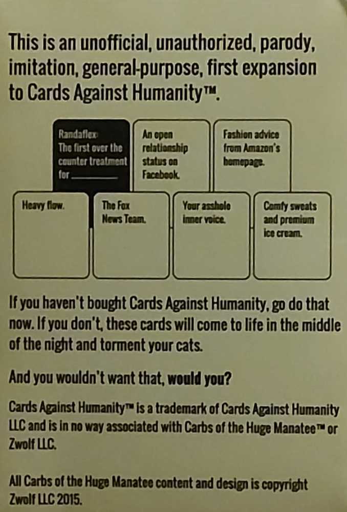 Carbs Of The Huge Manatee: General Expansion 1  (4+) board game collectible - Main Image 2