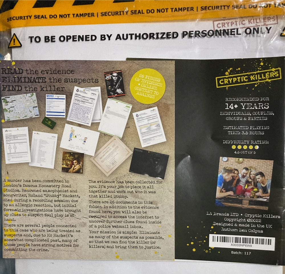 Murder Mystery: Murder Of A Musician  (2+) board game collectible - Main Image 2