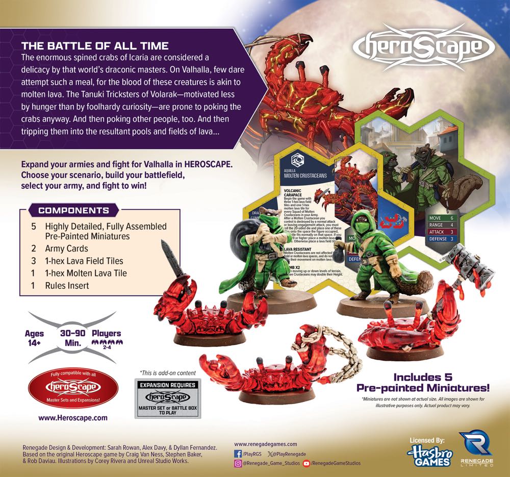 Heroscape Molten Crustaceans & Tanuki Tricksters Common Army  (2+) board game collectible - Main Image 2
