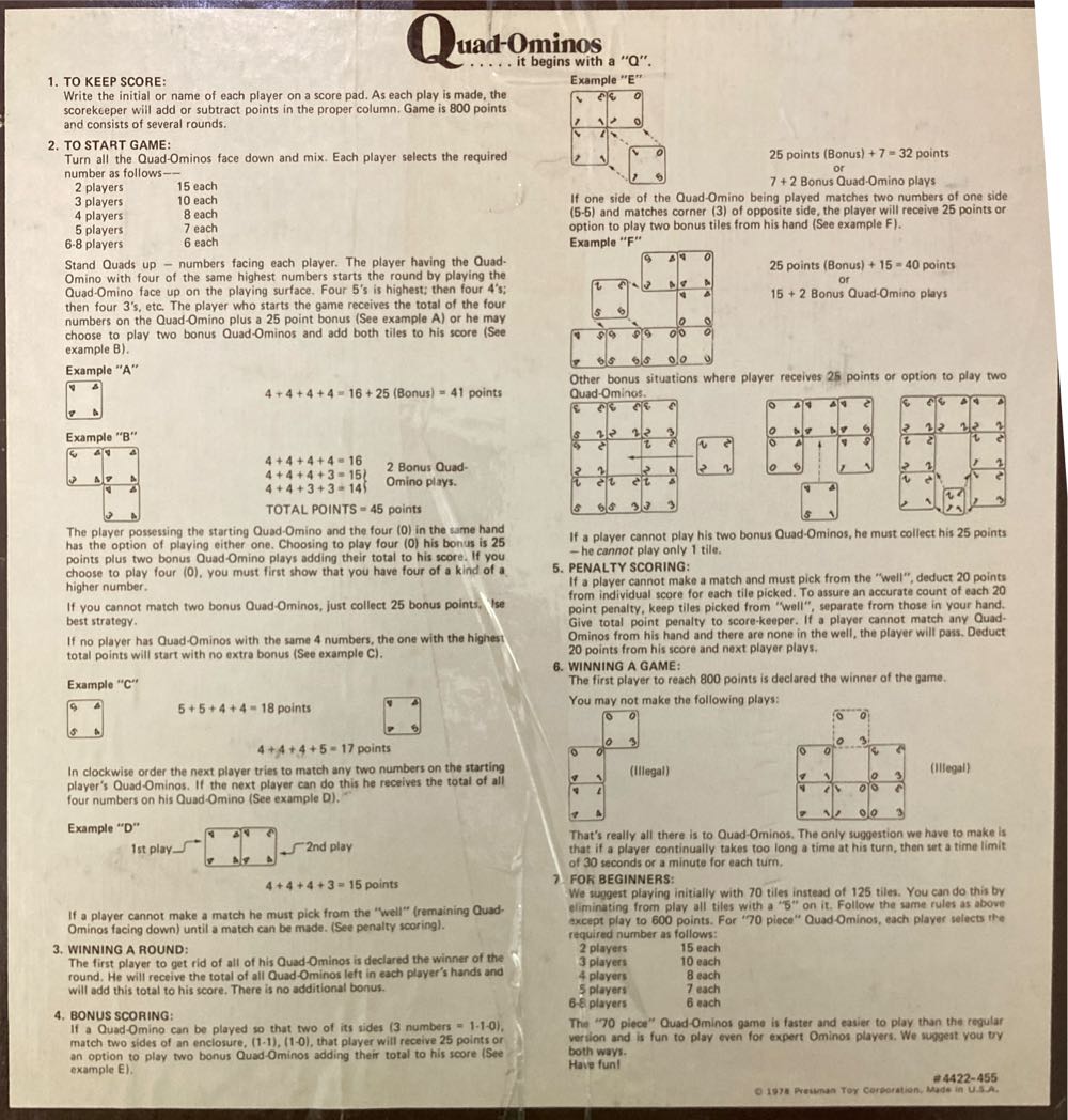 Quad-Omninos: 1992  (2-8) board game collectible [Barcode 021853044225] - Main Image 2