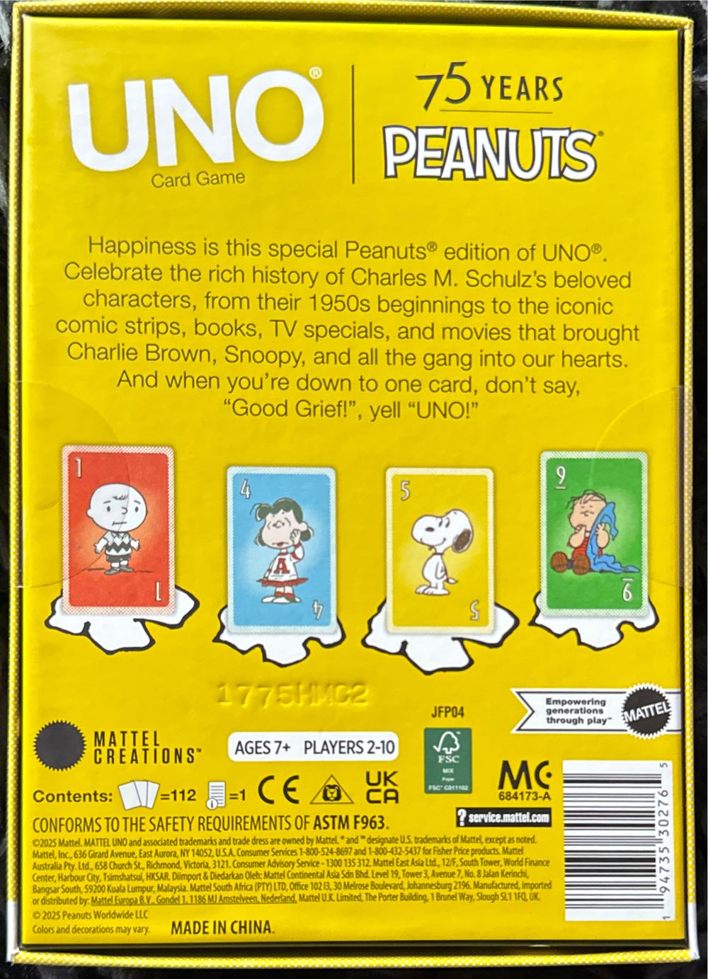 UNO-Canvas-75 Years Peanuts  board game collectible - Main Image 2