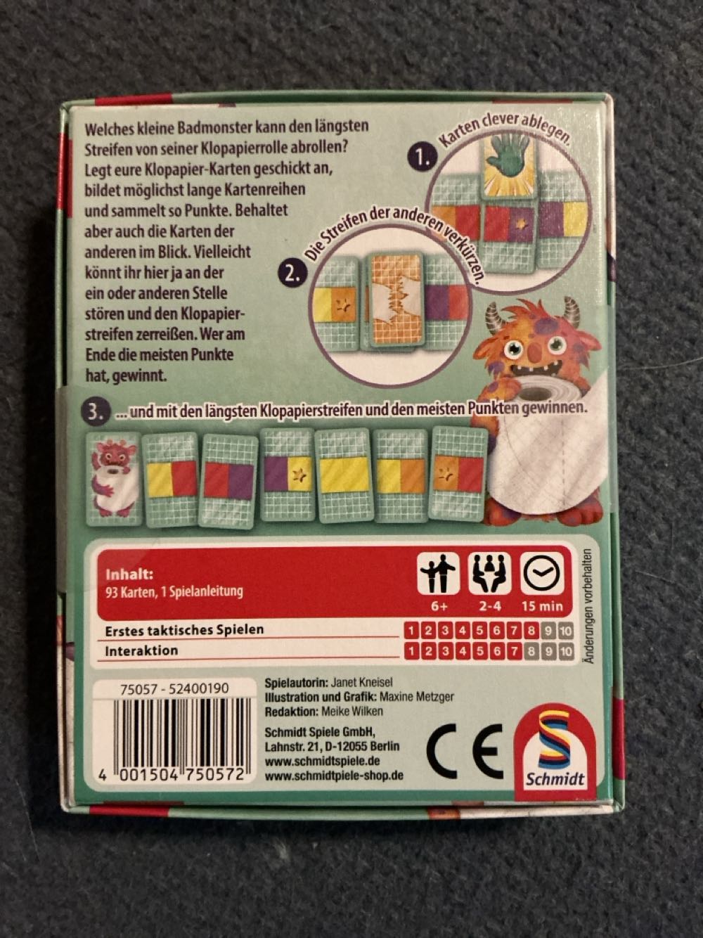 Games Monster Roll Schmidt Games Family Game Learning 75057 Monster Reel 75057 Card Children’s Game German Kids  board game collectible [Barcode 4001504750572] - Main Image 2