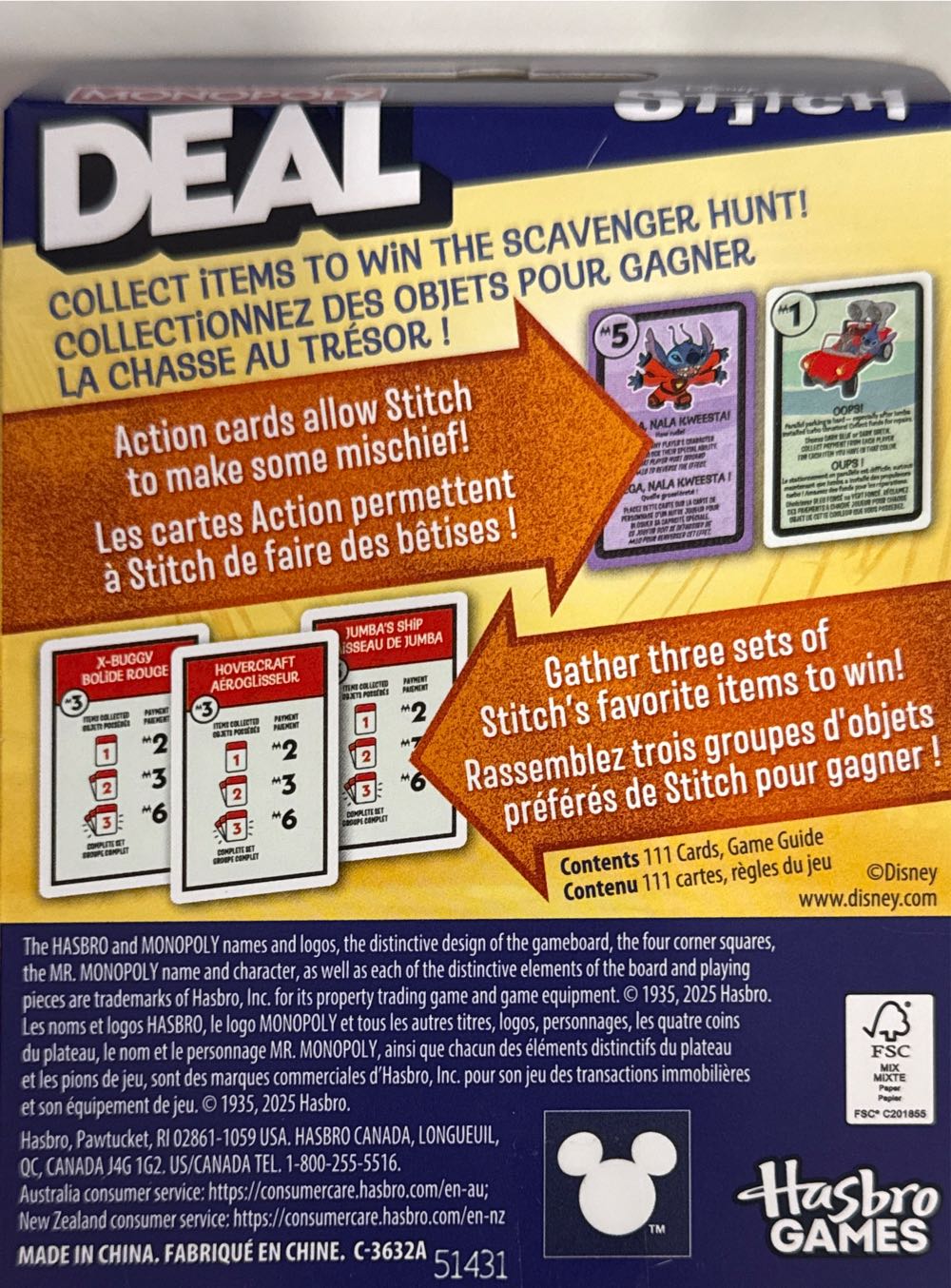 Monopoly Deal: Stitch  board game collectible [Barcode 195166307640] - Main Image 2