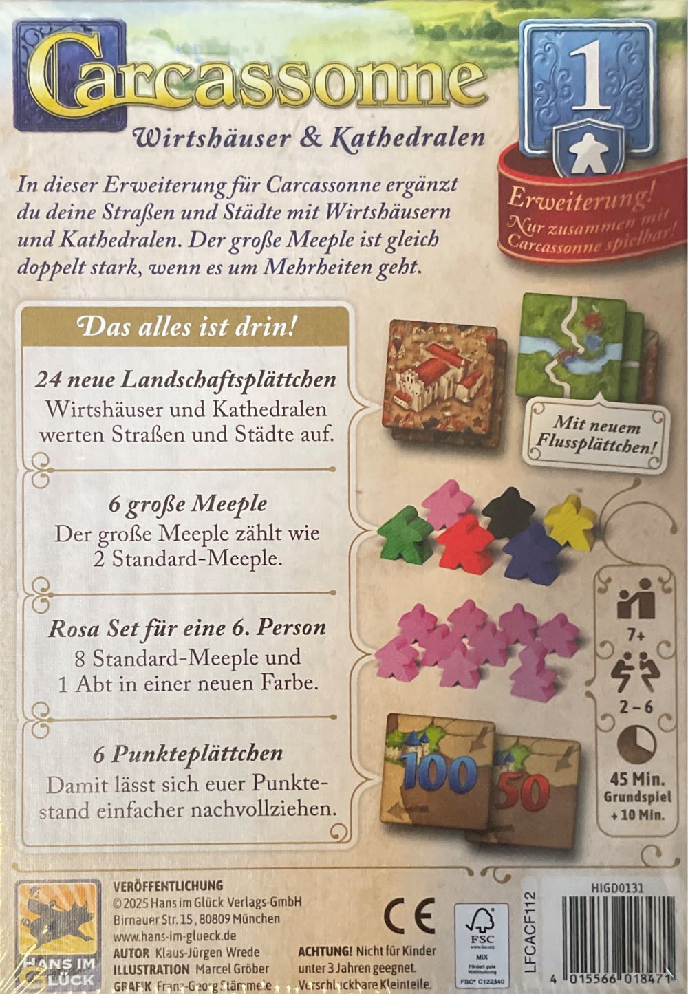 Carcassonne – 1 Wirtshäuser & Kathedralen 1. Erweiterung  (2-6) board game collectible [Barcode 4015566018471] - Main Image 2