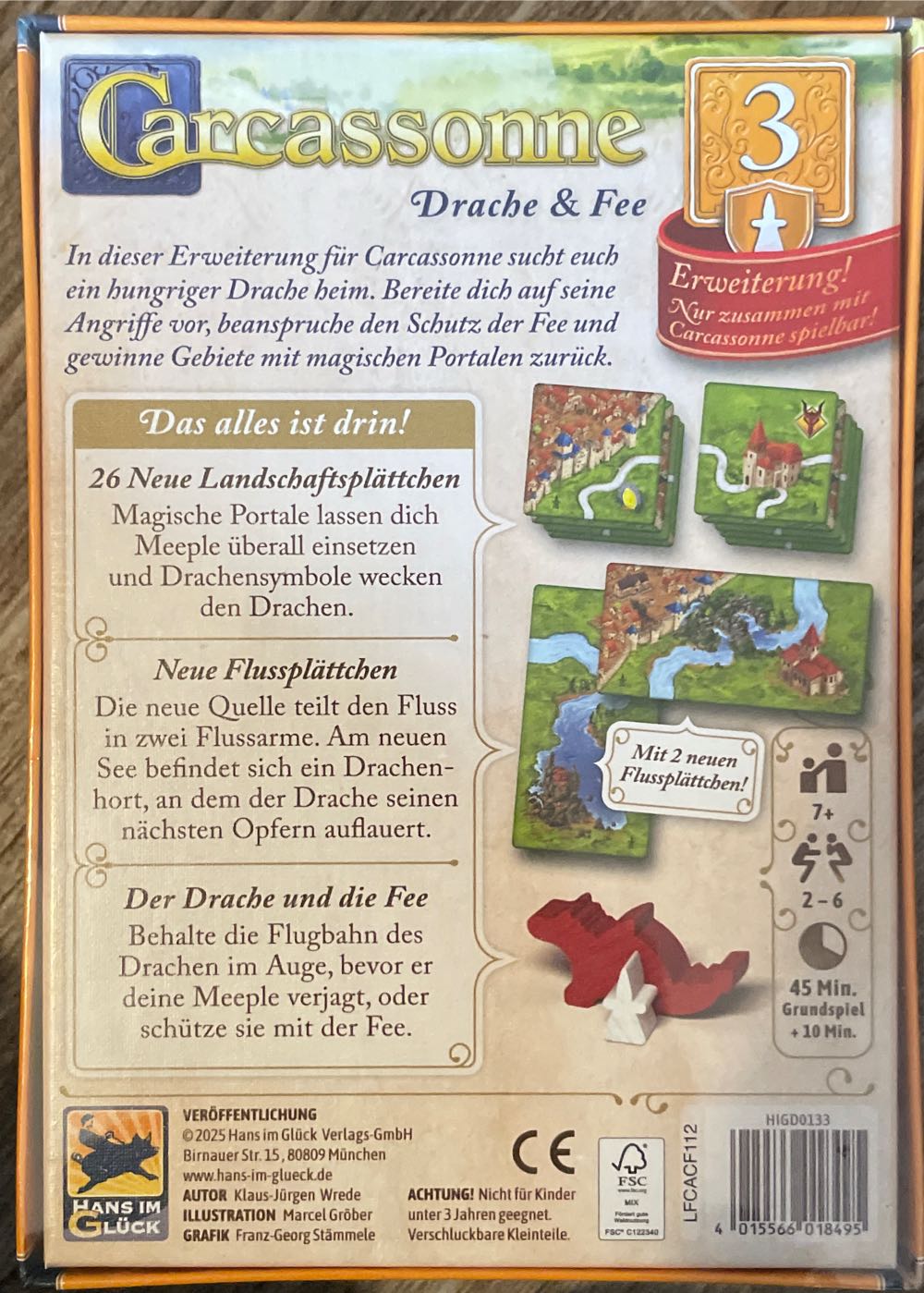 Carcassonne Drache & Fe  (2-6) board game collectible [Barcode 4015566018495] - Main Image 2