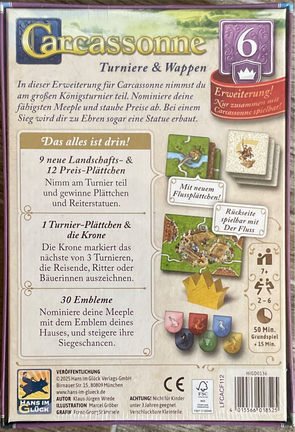 Carcassonne Turniere & Wappen, Erweiterung 6  board game collectible [Barcode 4015566018525] - Main Image 2