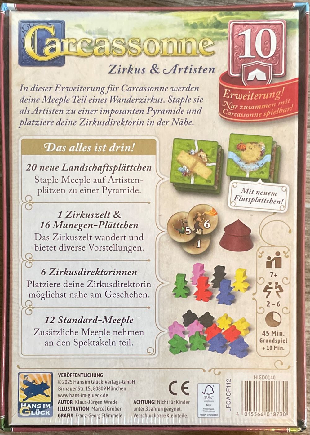 Carcassonne Zirkus & Artisten, Erweiterung 10  (2-6) board game collectible [Barcode 4015566018730] - Main Image 2