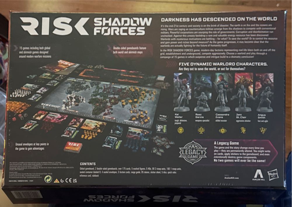 Risk Shadow Forces Strategy Hasbro Gaming Avalon Hill Board Game War Games For Adults And Family Ages 13 And Up For 3-5 Players  board game collectible [Barcode 5010994158590] - Main Image 2