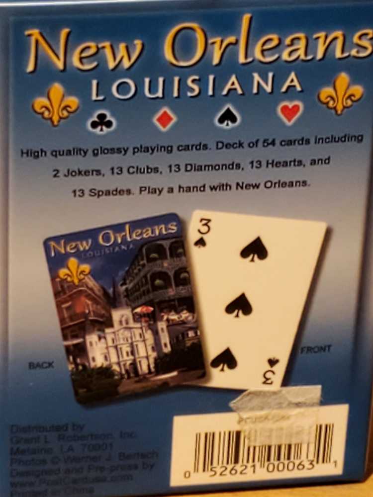Cards, Playing, New Orleans  board game collectible [Barcode 052621000631] - Main Image 2