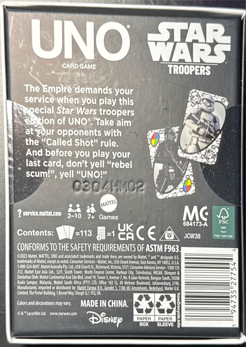 UNO-Fandom-Star Wars: Troopers  board game collectible [Barcode 194735277544] - Main Image 2