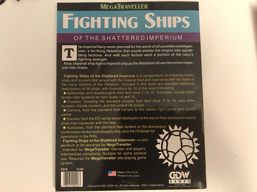 Gdw Megatraveller Rpg Fighting Ships Of The Shattered Imperium Vg  board game collectible [Barcode 086079002183] - Main Image 2
