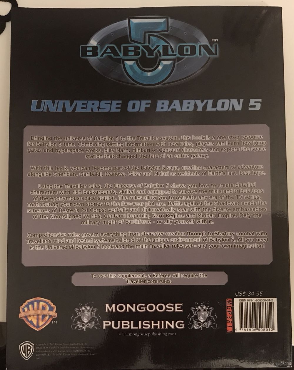 Mongoose Traveller Traveller Babylon 5 Universe Of Babylon 5 Vgc  board game collectible [Barcode 9781906508012] - Main Image 2