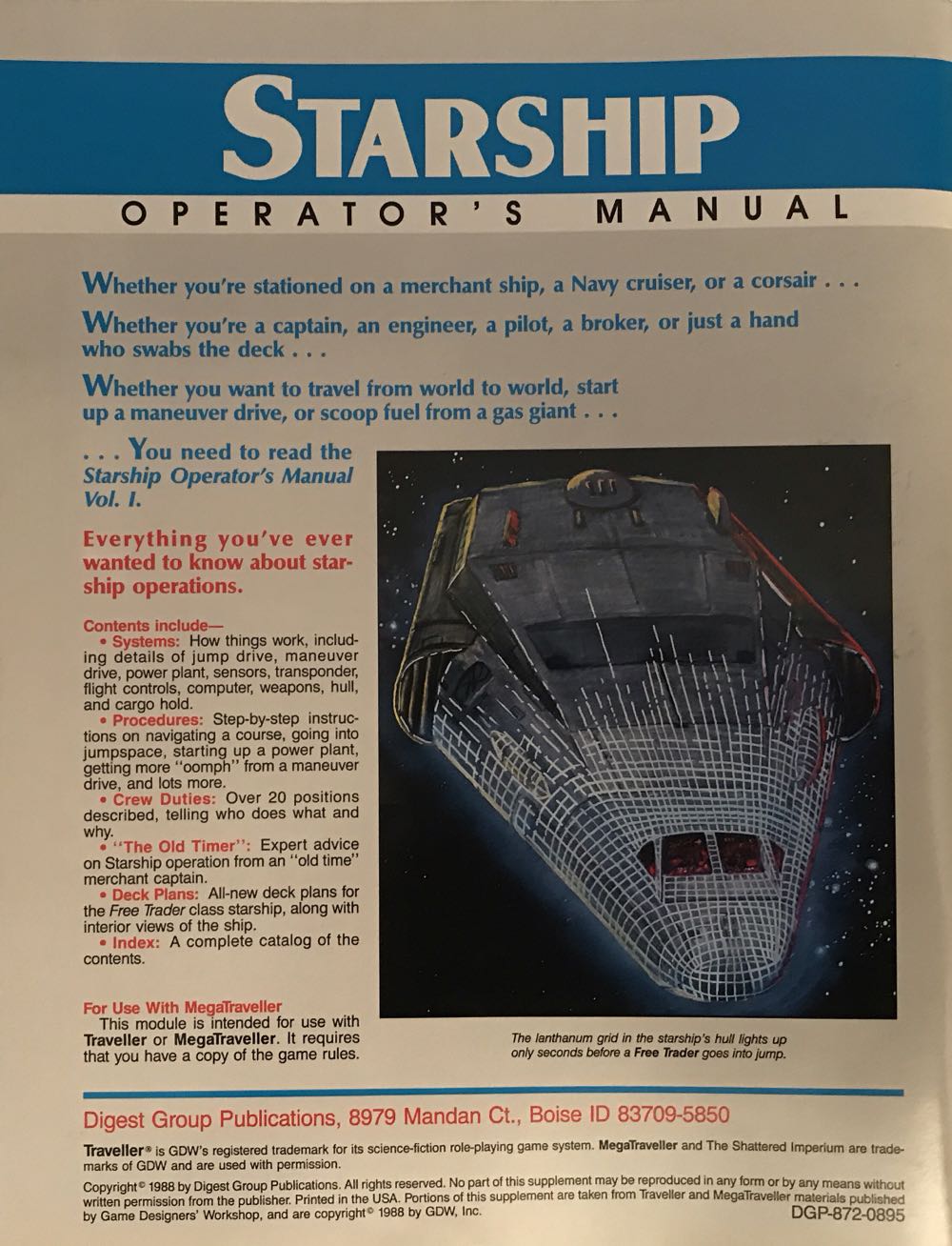 Traveller Starship Operation Manual  board game collectible - Main Image 2