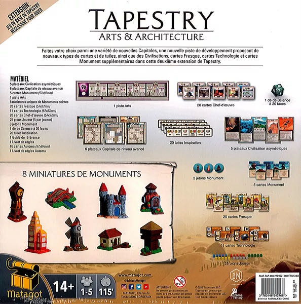 Tapestry: Arts and Architecture  (1 2 3 4 5) board game collectible - Main Image 2