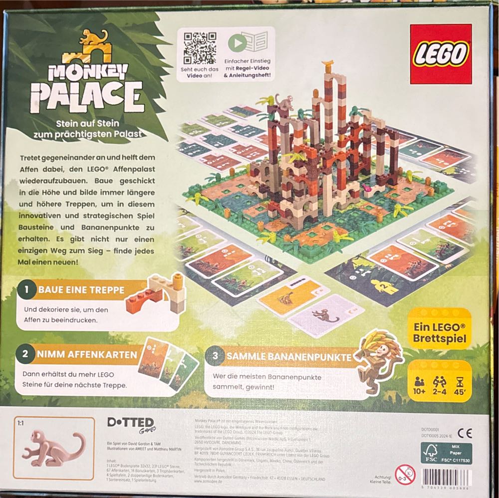 Asmodees Monkey Palace: A Lego Board Game Stone On Stone To The Most Magnificent Palace! Fun Family Building Block Game For Children And Adults Age 10 2-4 Players 45 Minutes Per Game  (2-4) board game collectible [Barcode 5704339005686] - Main Image 2