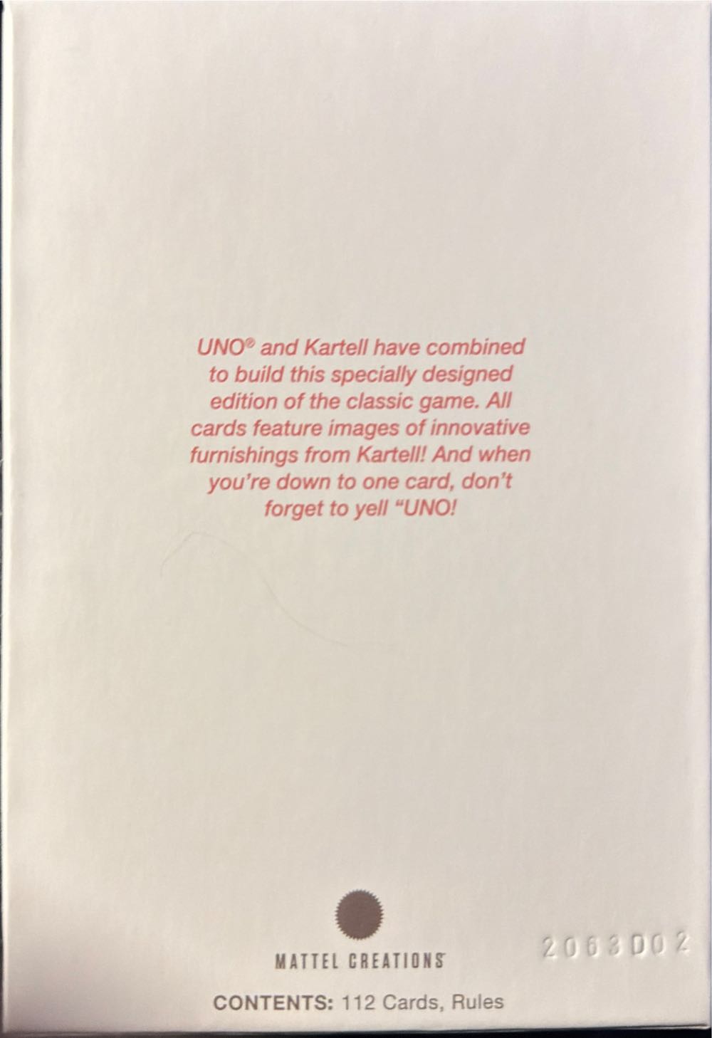 UNO-Artiste Series-Kartell  board game collectible [Barcode 194735222360] - Main Image 2
