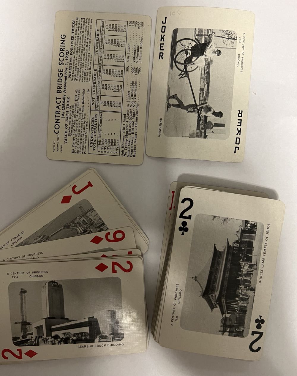 Century of Progress Playing Cards -missing 10 of diamonds  board game collectible - Main Image 2