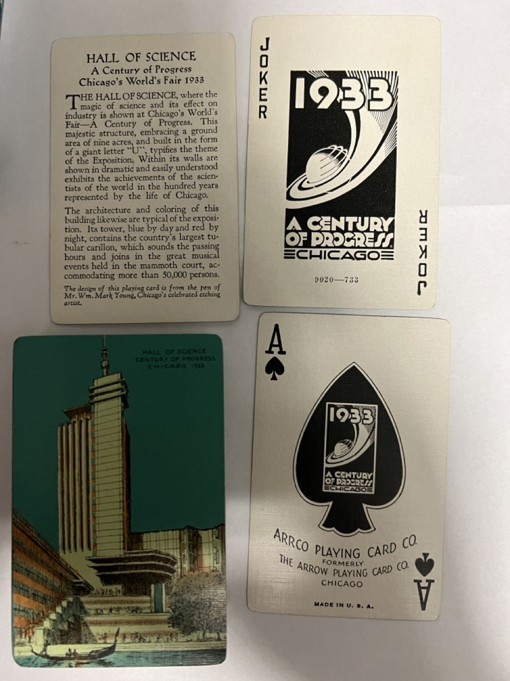 Century of progress 1933 Hall of Science Playing Cards  board game collectible - Main Image 2