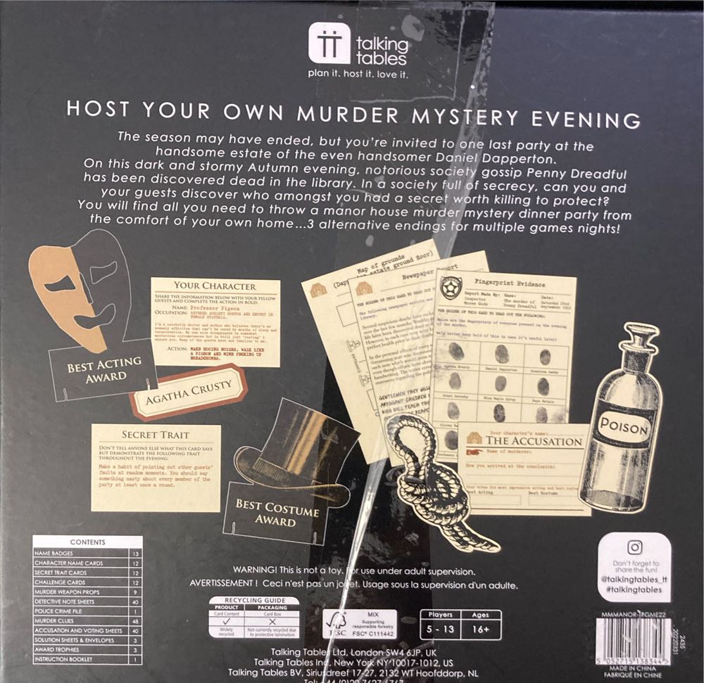 Murder Mystery: At The Manor  (5-13) board game collectible [Barcode 05052715146066] - Main Image 2