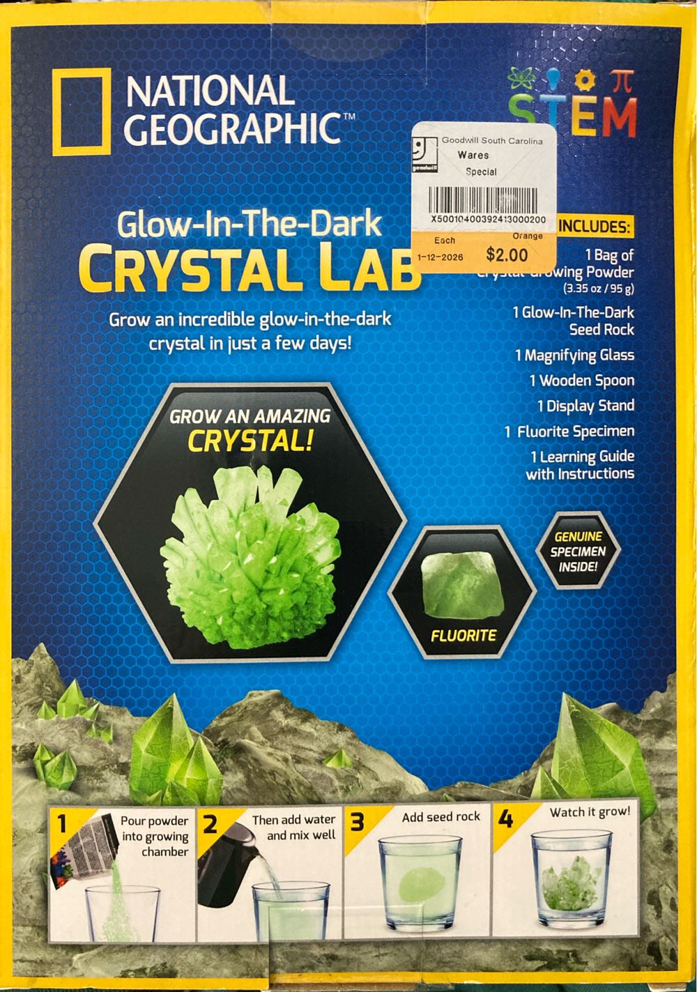 National Geographic Crystal Growing Kit For Kids  (1+) board game collectible [Barcode 816448029691] - Main Image 2