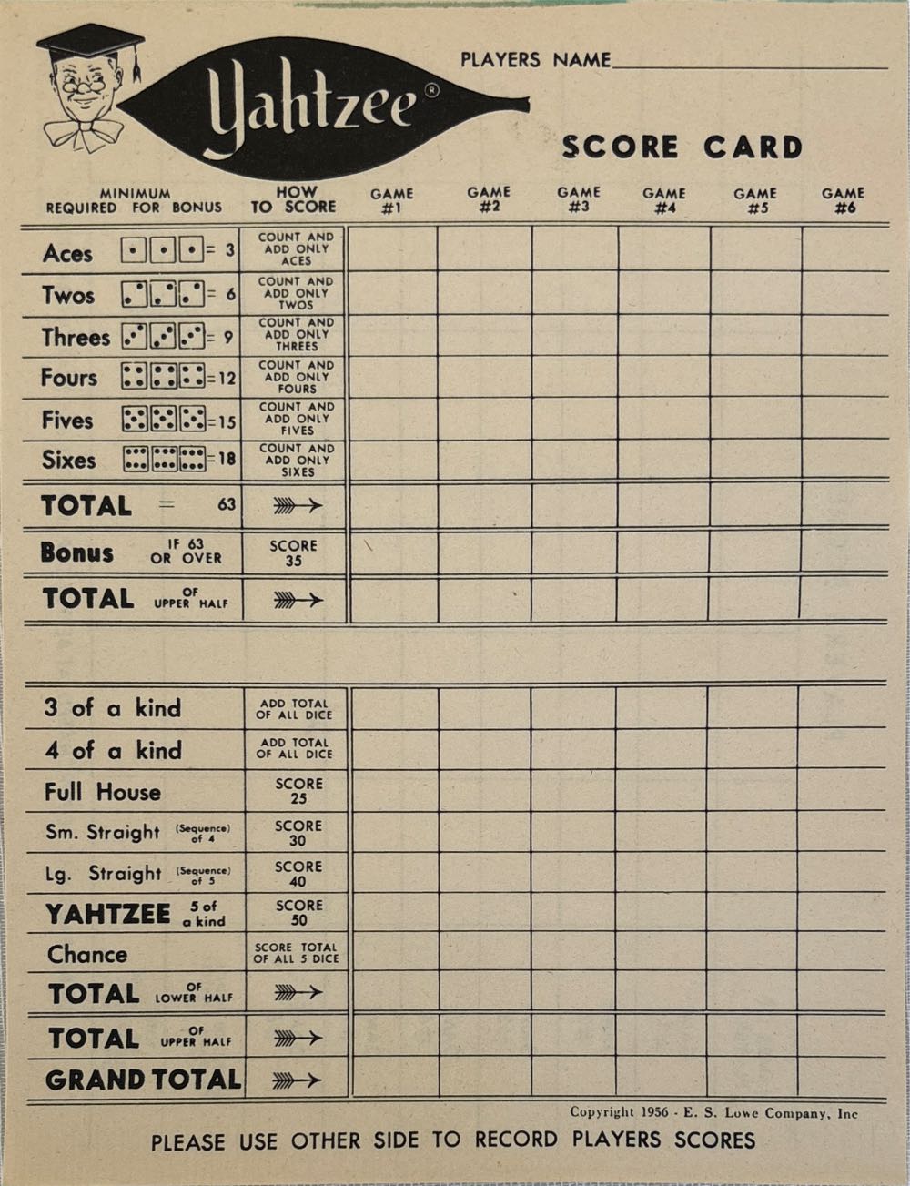 Yahtzee Score  board game collectible - Main Image 2