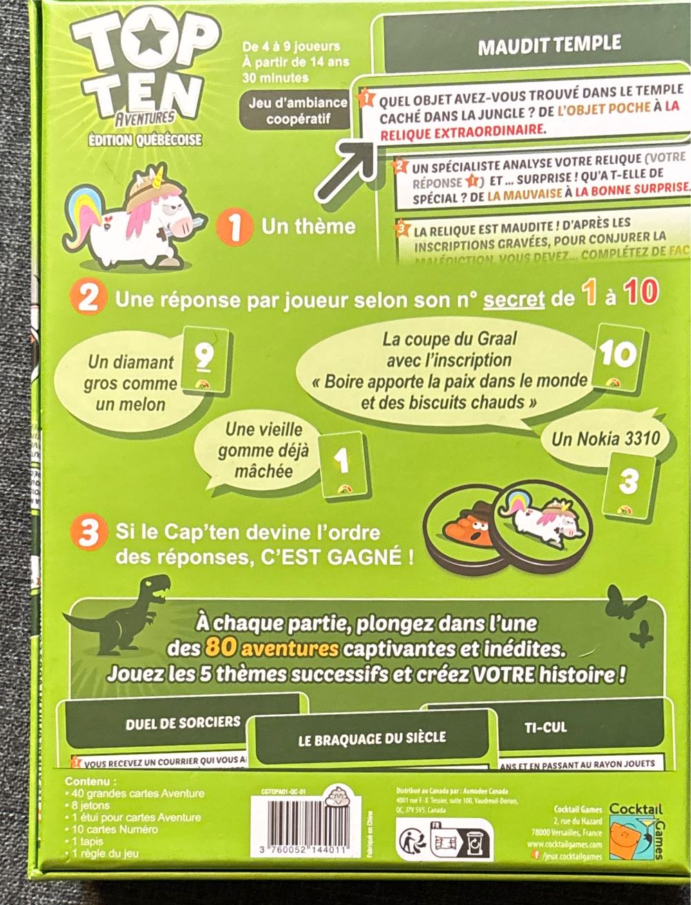 Top Ten Aventures  Édition Québécoise  board game collectible [Barcode 3760052144011] - Main Image 2