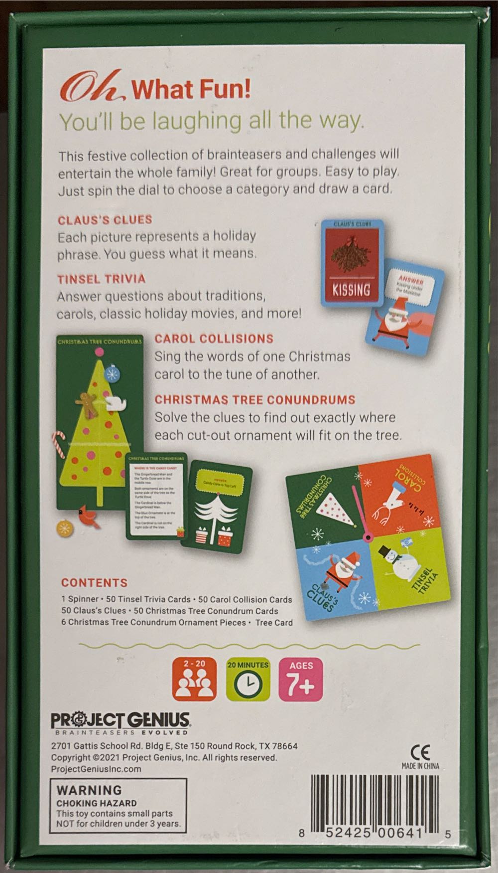 Oh What Fun! Family Game Christmas  (2-20) board game collectible [Barcode 852425006415] - Main Image 2