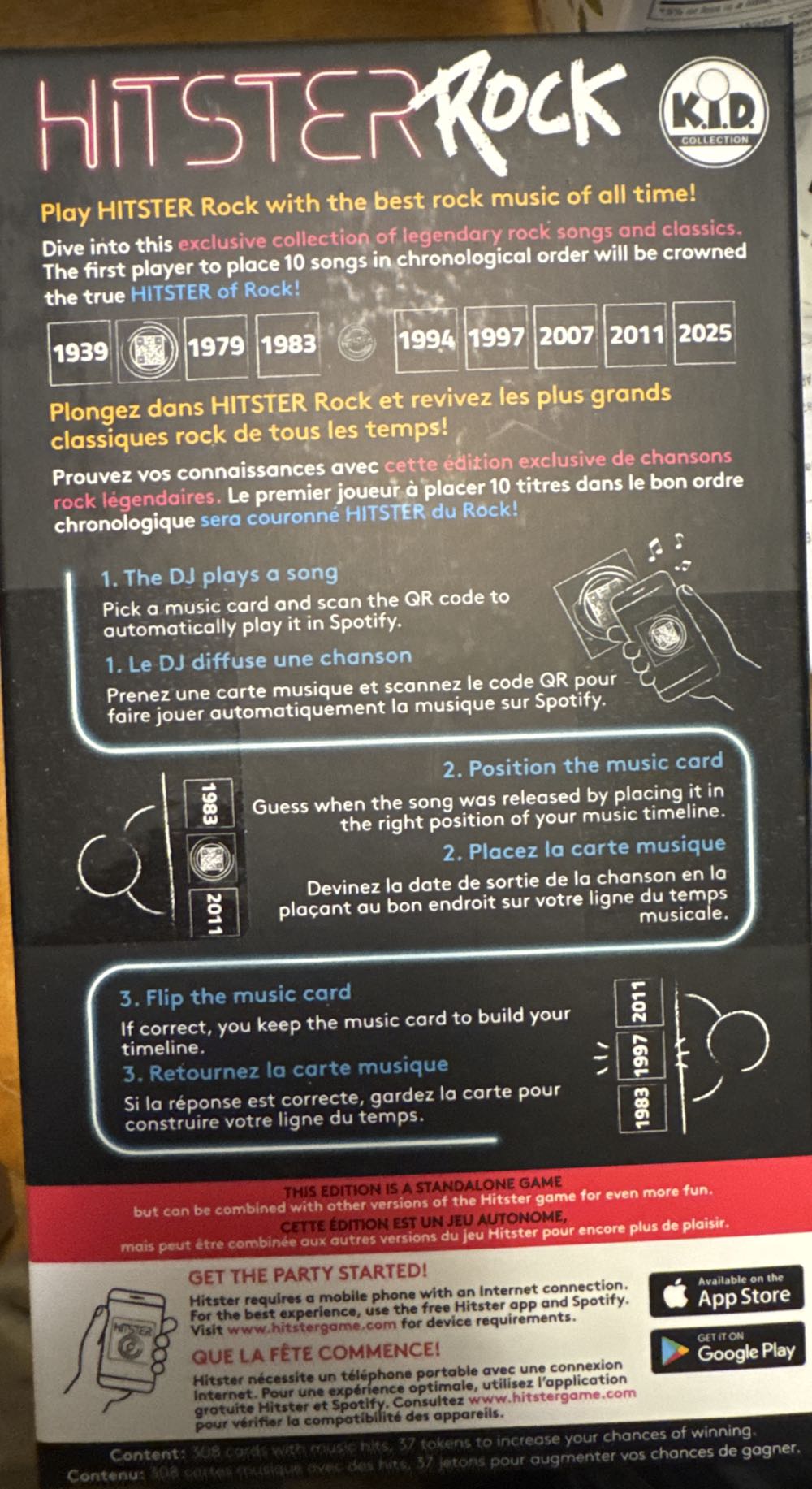 Hitster Rock The Musical Party Hitster: Music  (2-8) board game collectible [Barcode 629270810531] - Main Image 2