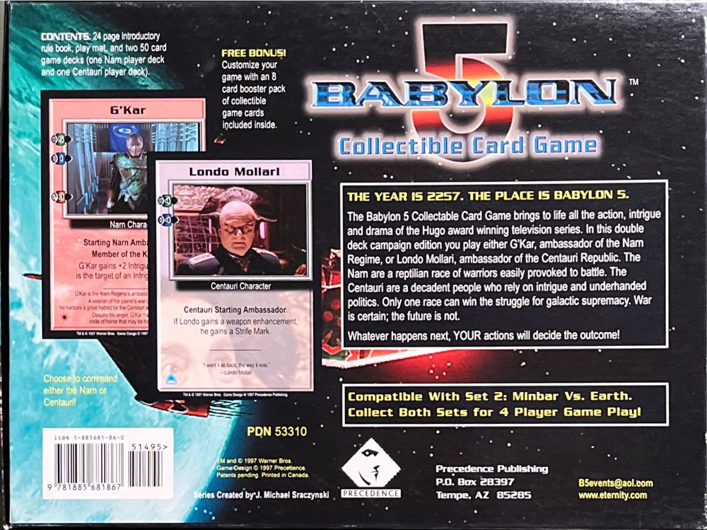 Babylon 5 Narn Centauri Sealed Narn Vs Centauri Vs  board game collectible [Barcode 792141533102] - Main Image 2
