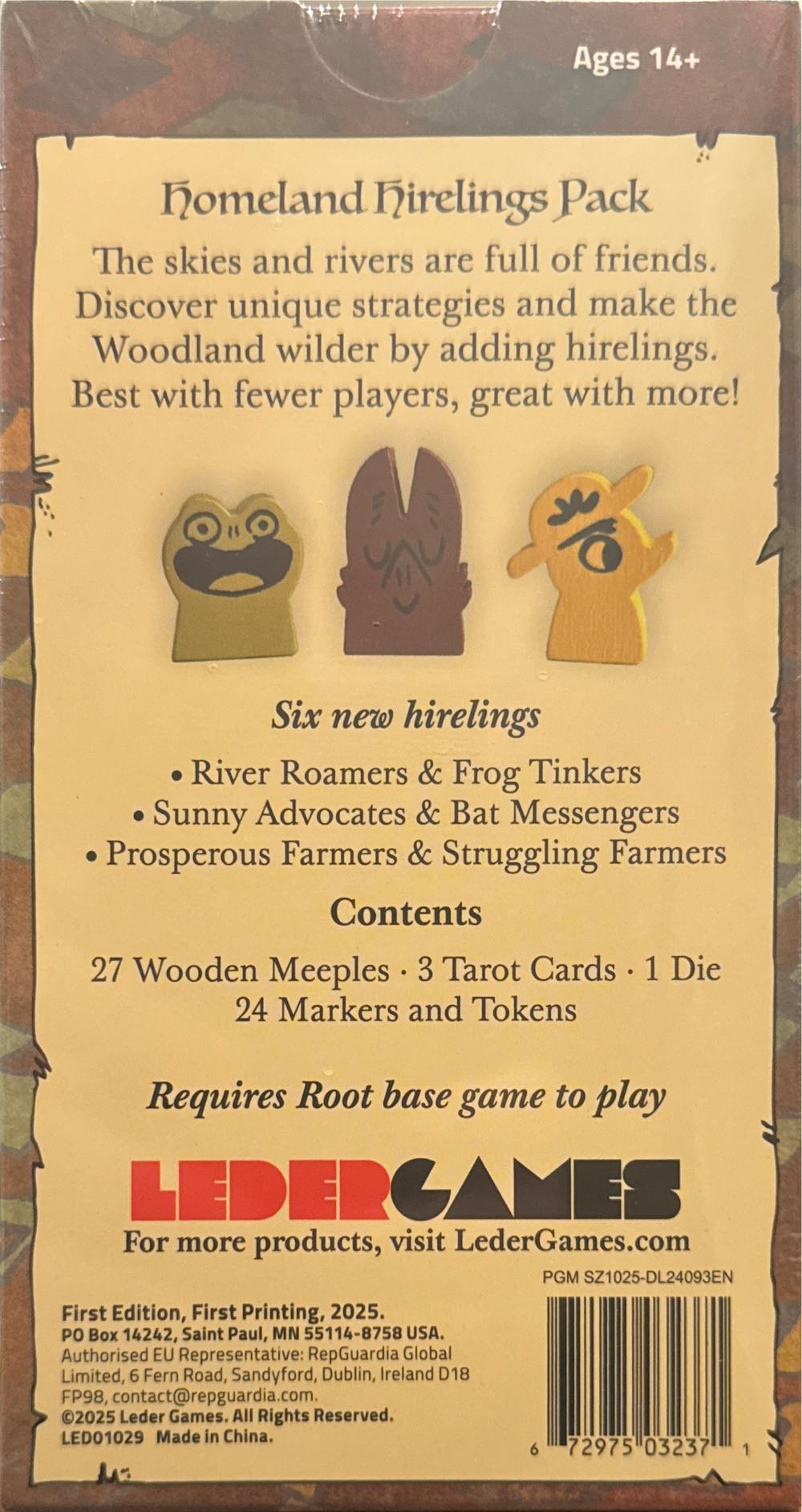 Root: Homeland Hirelings Pack  board game collectible [Barcode 672975032371] - Main Image 2